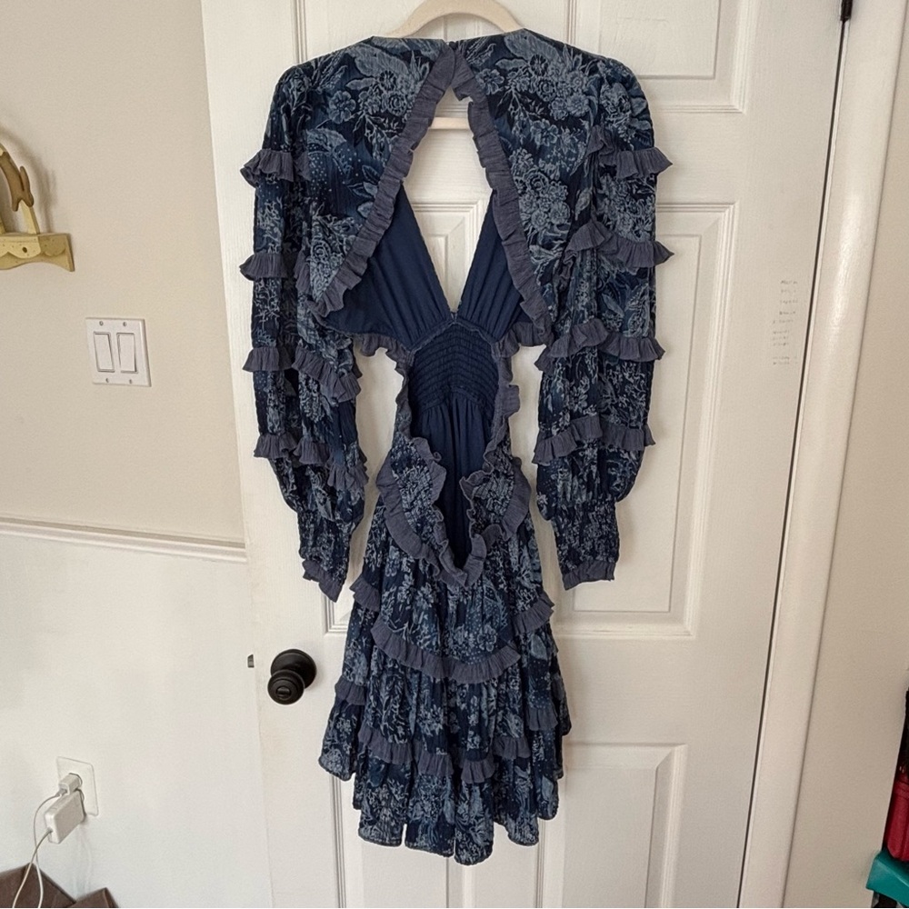 Elliat Blue Printed Ruffle Mini Dress - Picture 6 of 13